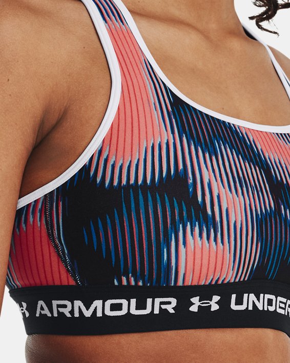 Women's Armour® Mid Crossback Printed Sports Bra, Pink, pdpMainDesktop image number 9